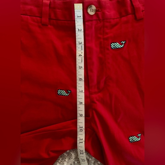 Vineyard Vines Red Flat Front Shorts with Whale Embroidery SZ 32 - Picture 10 of 10